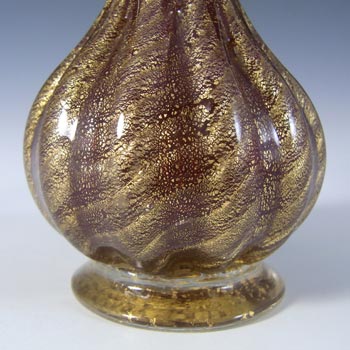 Barovier & Toso Murano 50s Cordonato Oro Gold Leaf Red Glass Vase