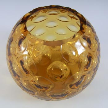 Borske Sklo Amber Glass Optical 'Olives' Globe Vase