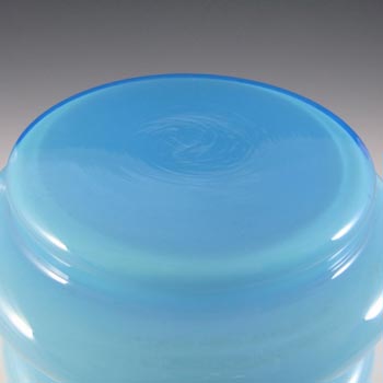 Vintage Scandinavian / Swedish 1970's Blue Hooped Glass Vase