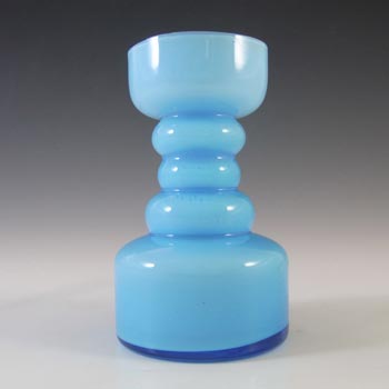 Scandinavian/Swedish 1970\'s Blue Hooped Cased Glass Vase