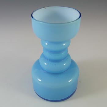 Scandinavian/Swedish 1970's Blue Hooped Cased Glass Vase