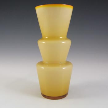 Lindshammar / JC 1970's Swedish Caramel Hooped Glass Vase