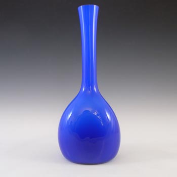 Elme 70s Scandinavian Blue Cased Glass \'Flattened\' Vase