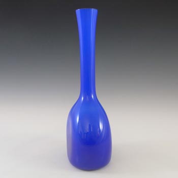 Elme 70s Scandinavian Blue Cased Glass 'Flattened' Vase