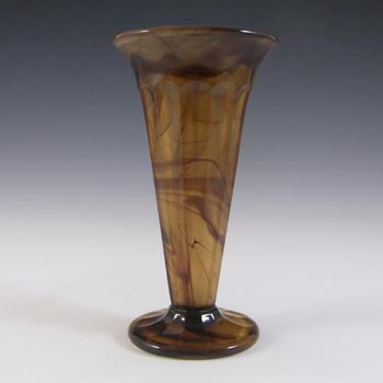 Davidson #51 Vintage 7.25\" Art Deco Amber Cloud Glass Vase