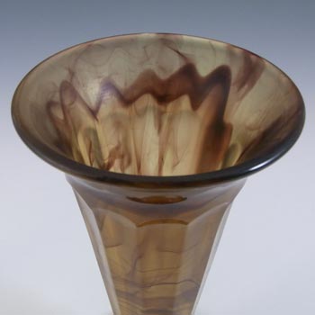 Davidson #51 Vintage 7.25" Art Deco Amber Cloud Glass Vase