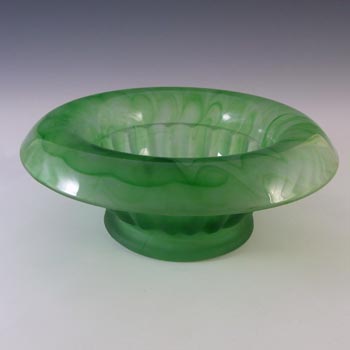 Davidson #1910BD Large Art Deco Green Cloud Glass Bowl