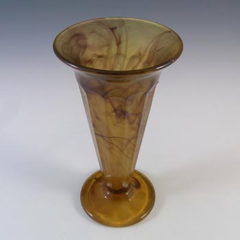 Davidson #51 Vintage 7.5" Art Deco Amber Cloud Glass Vase