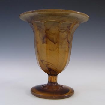 Davidson Vintage Art Deco Amber Cloud Glass Vase #293