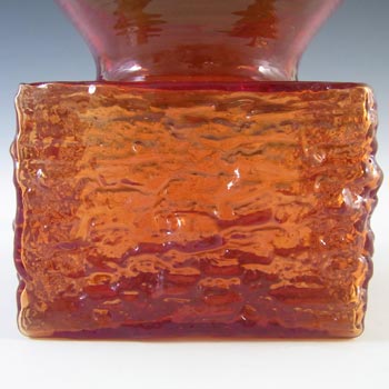 Dartington #FT101 Flame Red Glass Bark Vase by Frank Thrower