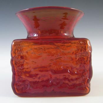Dartington Flame Red Glass Bark Vase by Frank Thrower #FT101