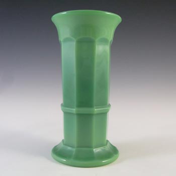 Pair of Davidson Art Deco 6" Jade Green Glass Vases #279