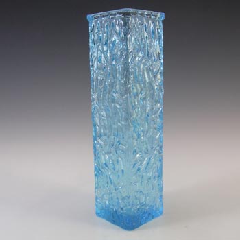 Davidson Vintage British Blue Bark Textured Glass "Luna" Vase