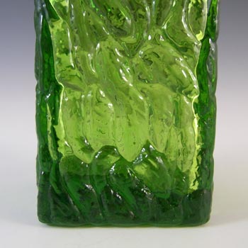 LABELLED Davidson British Green Bark Textured Glass "Luna" Vase