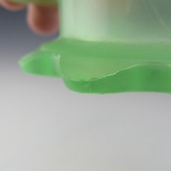 Walther Art Deco Uranium Green Glass Flower Frog Holder