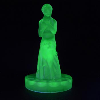 LARGE Art Deco Uranium Green Glass Nude Lady Figurine