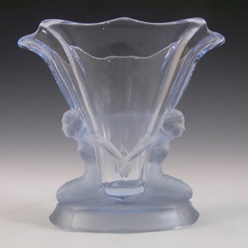 Walther & Söhne 1930\'s Art Deco Blue Glass \'Windsor\' Vase