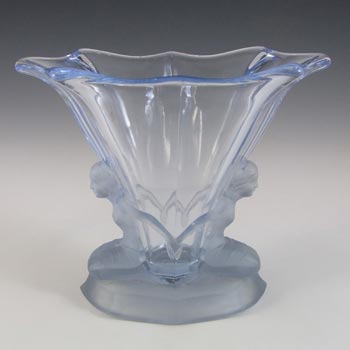 Walther & Söhne 1930's Art Deco Blue Glass 'Windsor' Vase