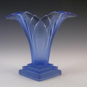 Walther & Söhne 1930\'s Art Deco Blue Glass \'Greta\' Vase