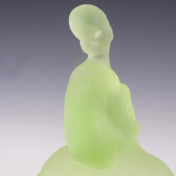 Sowerby Art Deco Uranium Green Glass 'Ladye' Powder Bowl