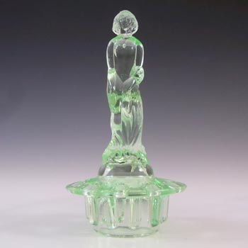 Müller & Co 'September Morn' Art Deco Green Glass Lady Figurine