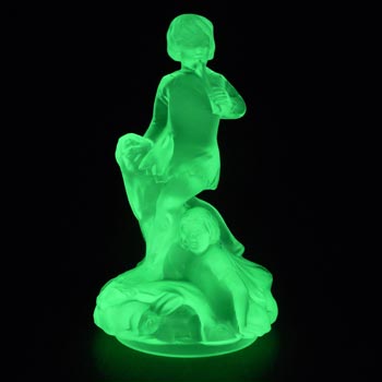 Walther Art Deco Uranium Glass Peter Pan Centerpiece Figurine