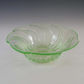Art Deco Vintage 1930's Uranium Green Glass Bowl