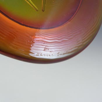 SIGNED Ekenas Orange Vintage Glass 'Capricorn' Suncatcher