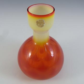 Elme Retro Scandinavian Orange Cased Glass Peacock Vase
