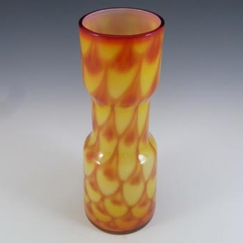 Elme 1970's Scandinavian Orange Cased Glass Peacock Vase