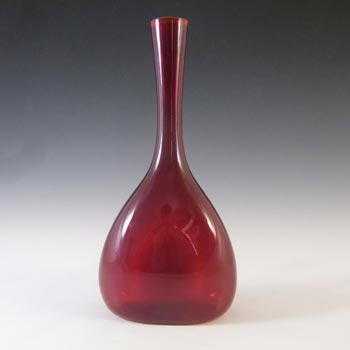 Elme Vintage Scandinavian Cherry Red Glass 'Flattened' Vase