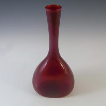 Elme Vintage Scandinavian Cherry Red Glass 'Flattened' Vase