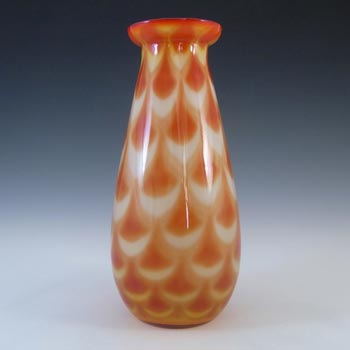 Elme 1970\'s Scandinavian Orange Retro Glass Peacock Vase