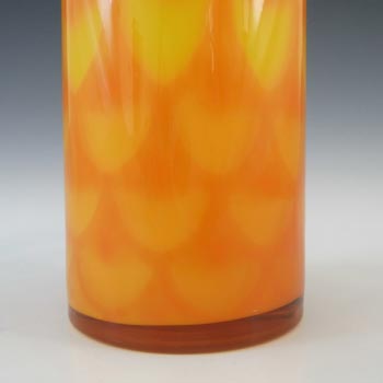 Elme 1970's Scandinavian Orange Vintage Glass Peacock Vase