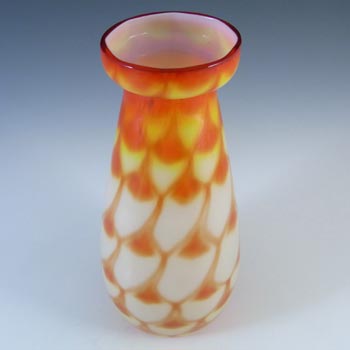 Elme Retro Scandinavian Orange & Yellow Vintage Glass Peacock Vase