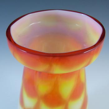Elme Retro Scandinavian Orange & Yellow Vintage Glass Peacock Vase
