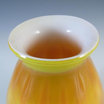 Elme Vintage Scandinavian Yellow Cased Glass Striped Vase