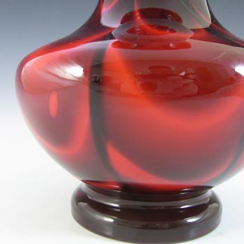 V.B. Opaline Florence Empoli Marbled Red & Black Glass Vase