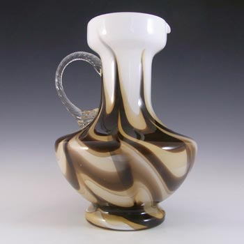 V.B. Opaline Florence Empoli Marbled White & Brown Glass Vase/Jug
