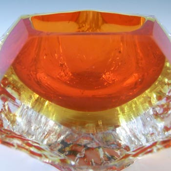 Mandruzzato Murano Faceted Red & Amber Sommerso Glass Bowl