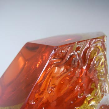 Mandruzzato Murano Faceted Red & Amber Sommerso Glass Bowl