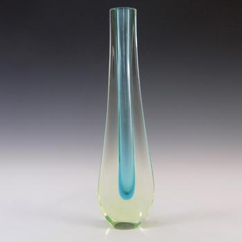 Galliano Ferro Murano Sommerso Blue & Uranium Glass Stem Vase