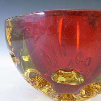 Galliano Ferro Murano Red & Amber Sommerso Glass Geode Bowl