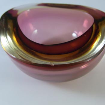 Murano Geode Brown & Amber Sommerso Glass Triangle Bowl