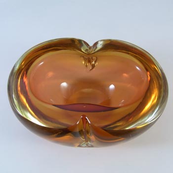 Murano Geode Brown & Amber Sommerso Glass Figure Eight Bowl