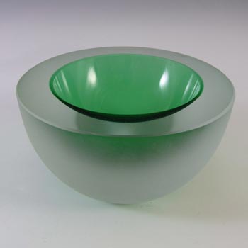 Green & Frosted Cased Glass Geode Bowl/Candle Votive