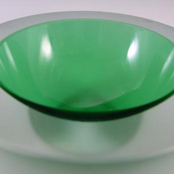 Green & Frosted Cased Glass Geode Bowl/Candle Votive