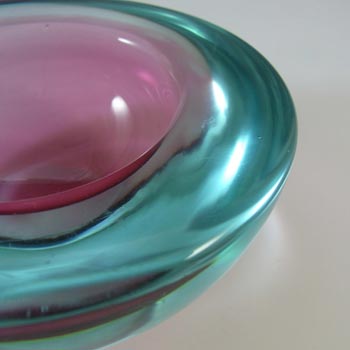 Murano Geode Pink & Turquoise Sommerso Glass Circle Bowl