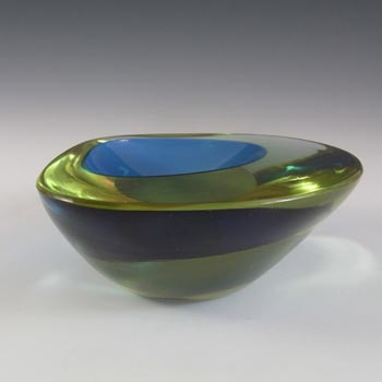 Murano Geode Blue & Green Sommerso Glass Triangle Bowl