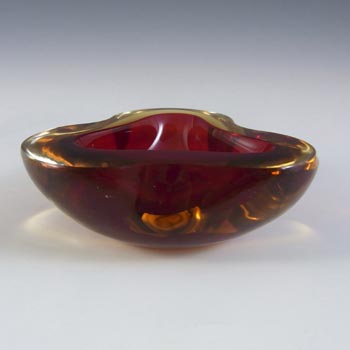 Murano Geode Brown & Amber Sommerso Glass Triangle Bowl
